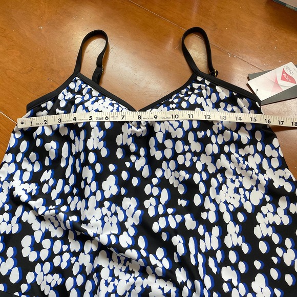 Tankini 8 Maxine of Hollywood Lycra Xtra Life Black Blue White Swim Top Swimsuit - Picture 5 of 11